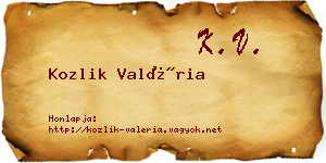 Kozlik Valéria névjegykártya